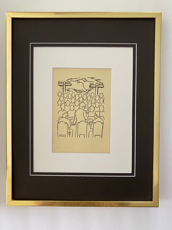 DIEGO RIVERA ORIGINAL 1931 + SIGNED VINTAGE PRINT + DOUBLE MATTED NEW GOLD FRAME