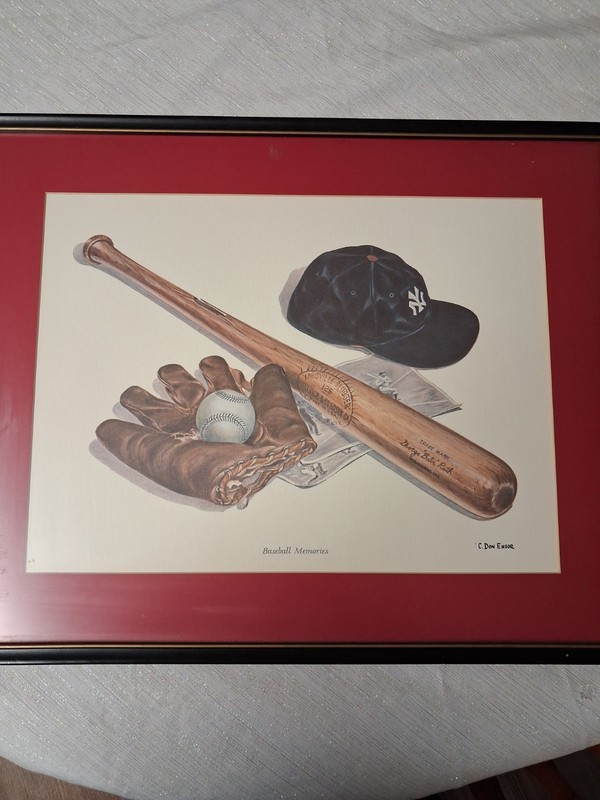 Don Ensor Print Baseball Memories. Framed. Great Condition See Pics 20 x 16 In