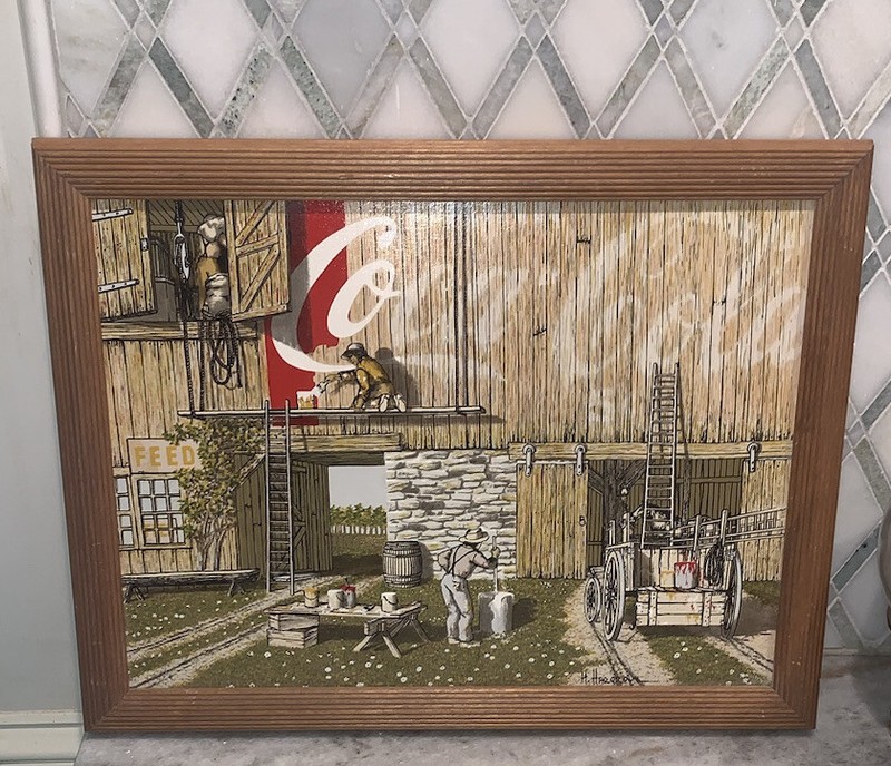 Hargrove Coca Cola Barn Painters Canvas #51 Graphic Print Signed Framed 14”x18” gallery