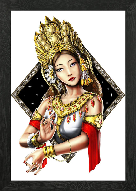 Khmer Cambodian Dance Girl Framed Wall Art Poster Canvas Print Picture