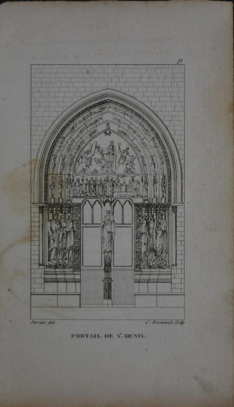 Antique Art Engraving Basilica of St Denis 1820’s Original History Art