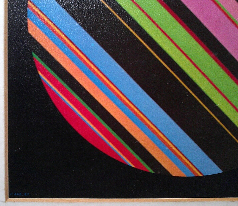 KIT SCHWARTZ (AMERICAN, 20TH C) VINT OP-ART, GEO-ABSTRACT COLOR LITHOGRAPH PRINT gallery