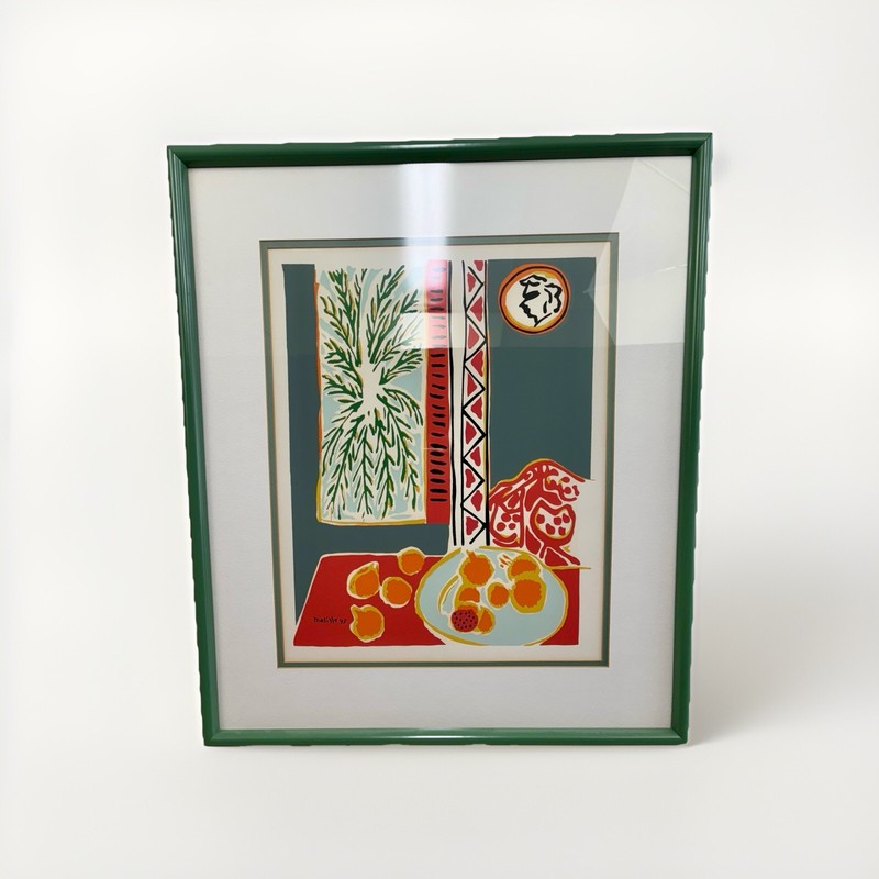 Vtg Plate Signed Framed Henri Matisse “Still Life with Pomegranates” Litho /j