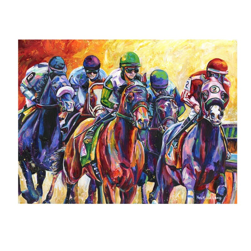 Horse Racing Art Print |Acrylic Painting | Unique Wall Decor | Kentucky Derby