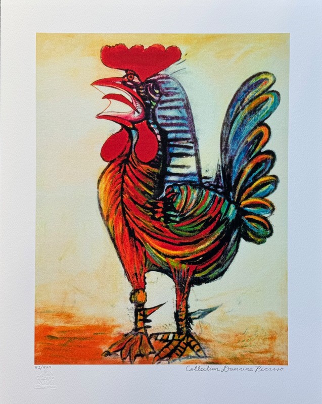 Pablo Picasso ROOSTER LE COQ Estate Signed Limited Edition Giclee Art 26" x 20" gallery