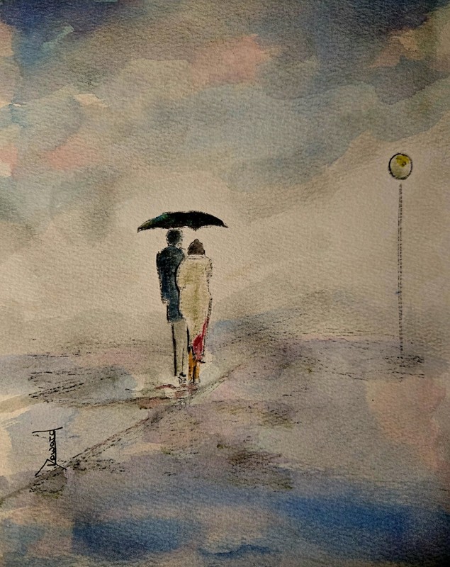 8×10 Gallery Wrapped Canvas Reproduction» Romantic Walk 7″
