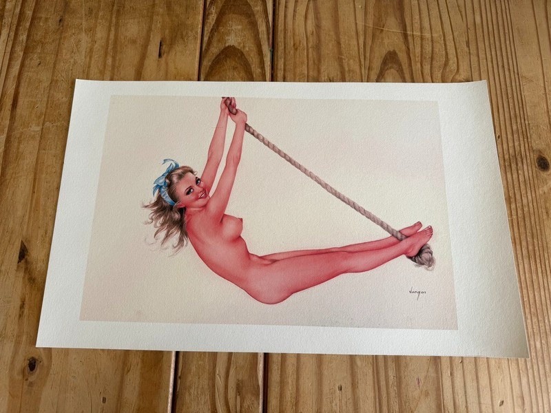 Alberto Vargas ‘Rope Swing’ Nude Fine Art Print – 16″ x 10.5″