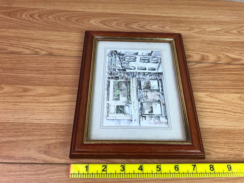 Cafe Watercolour Print Card Framed 7.5 x 9.5 gallery