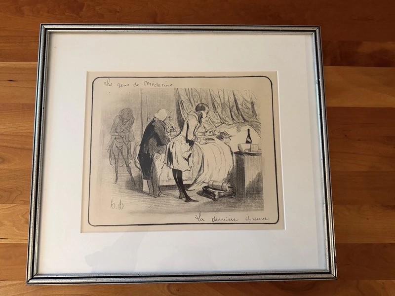 Vintage framed print » THE LAST TRY » Honoré Daumier 1842 Les Gens de Médecine