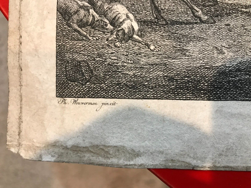 ORIGINAL DUTCH 1761 PRINT BY ROBBERT MUYS FROM PAINTING BY PHILIPS WOUWERMAN gallery