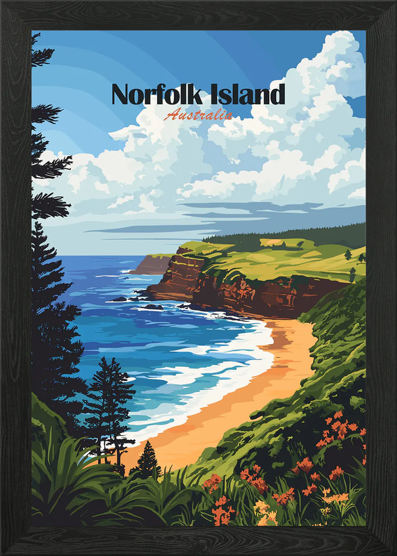 Norfolk Island Beach Framed Wall Art Poster Canvas Print Picture