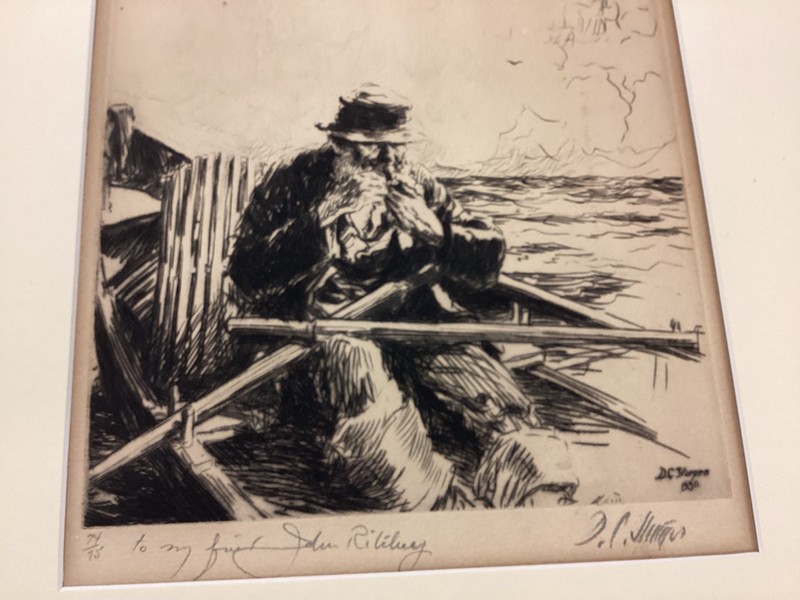 Dwight Case Sturges Etching "The Lobster Fisherman" 1930 Mass. Artist gallery