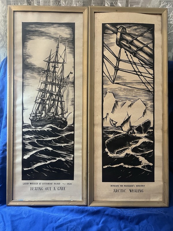 Arnold Framed Maritime Nautical Prints Ships Whales Seascape Set Portrait 1924