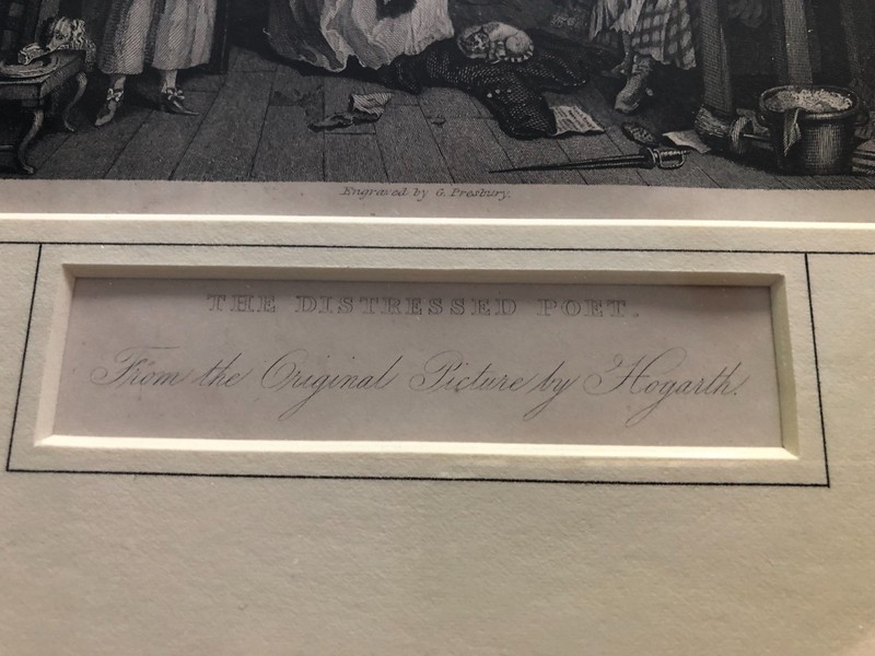 Antique Hogarth (after) The Distressed Poet ca1860 engraved G Presbury framed gallery