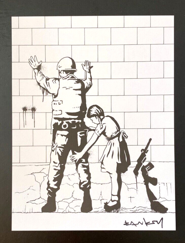 BANKSY + SIGNED " GIRL SEARCHING SOLDIER " PRINT FRAMED + BUY IT NOW! gallery