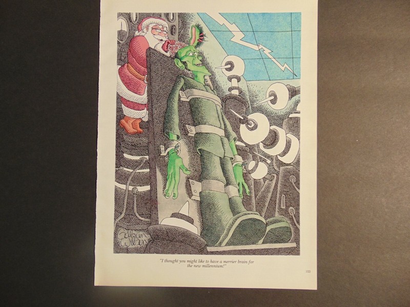 1999 Frankenstein Gets New Brain From Santa Claus Gahan Wilson Cartoon art