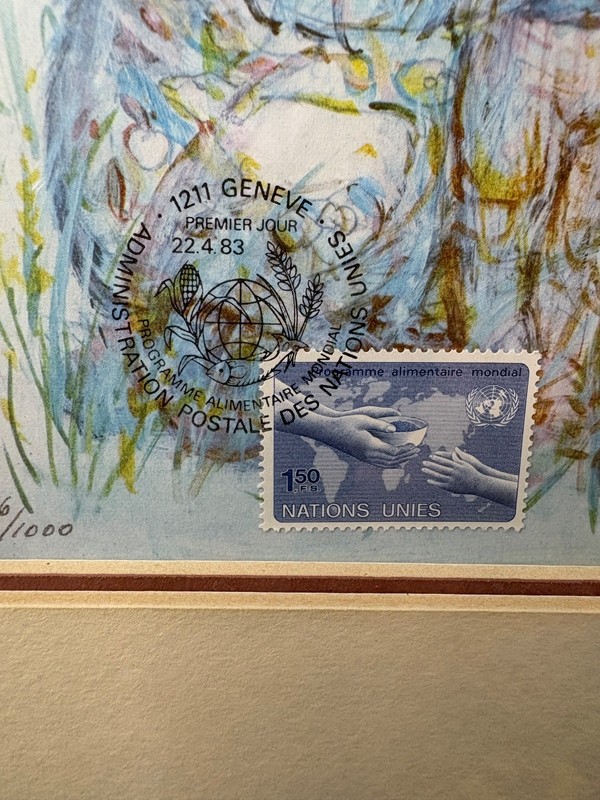 Edna Hibel 1983 "Mother Earth" Lithograph Original Frame Signed Stamped Numbered gallery