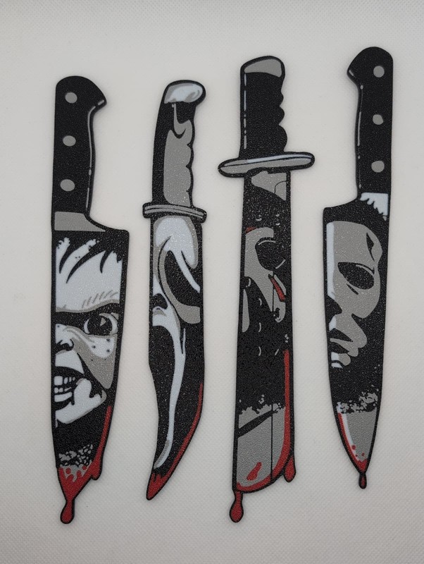 Horror/Slasher Knife Set – 3D Printed Wall Art Chucky Myers Ghostface Jason