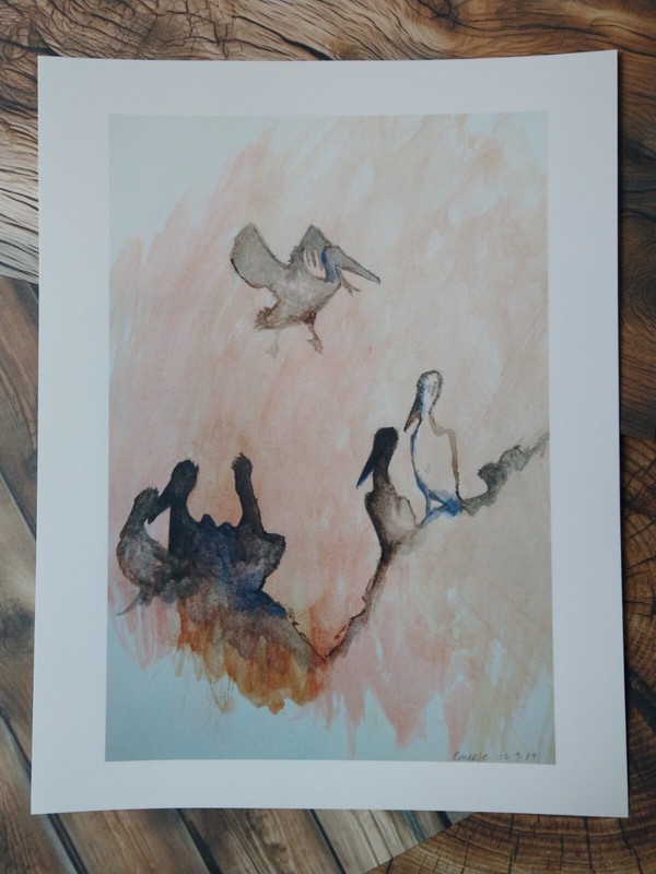 Pelicans Art Print, Watercolor, Signed, Archival Paper 8.5×11″