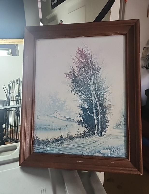 Framed Winter Landscape Trees Art Print Nature Theme Portrait Single Piece