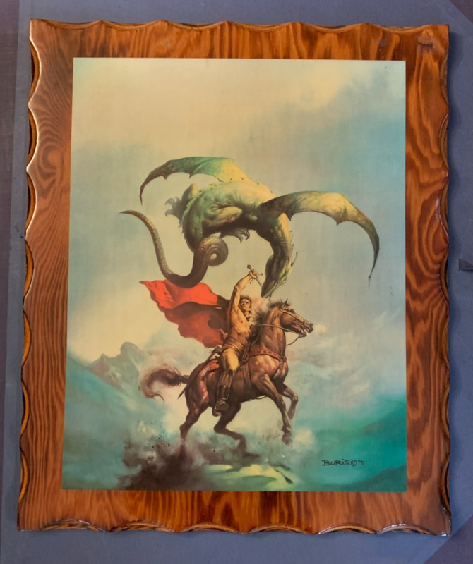 Vintage Boris Vallejo Wood Panel Decoupage Flying Serpent Dragon Fantasy Art 78