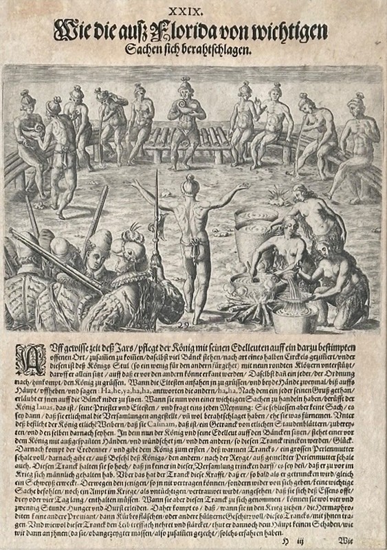 Theodore de Bry engraving Proceedings of the Floridians Timucua Florida gallery