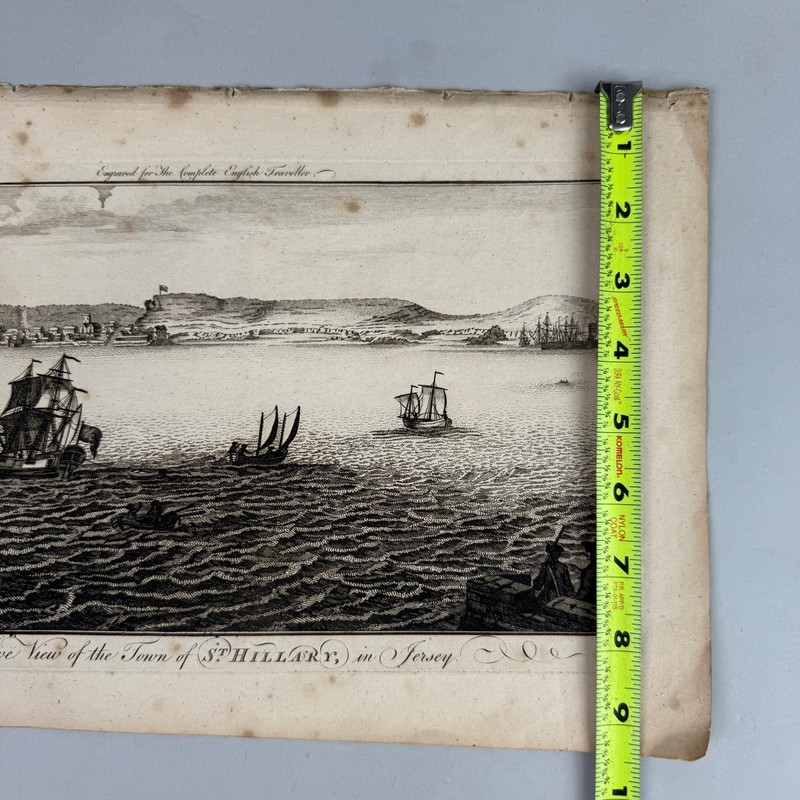 Antique c1790 St Hilary Jersey Copperplate Engraving Laid Paper Maritime View gallery