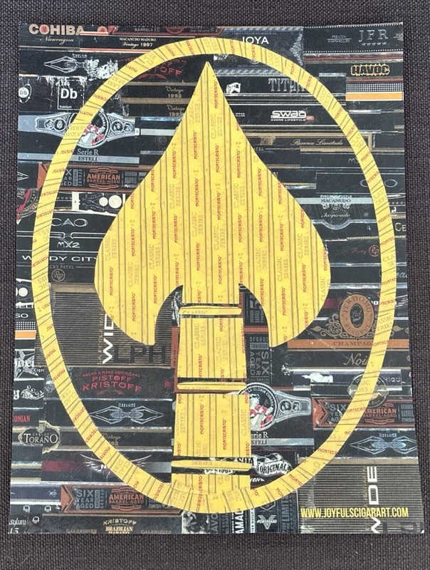 Handmade, SOCOM Spear, One of a Kind Cigar Band Collage Art Unframed, TOTS!