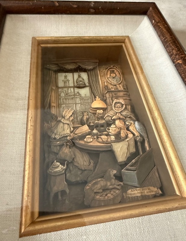 Vintage 1940 Anton Pieck Framed 3D Diorama Paper Tole Shadow Box Art gallery
