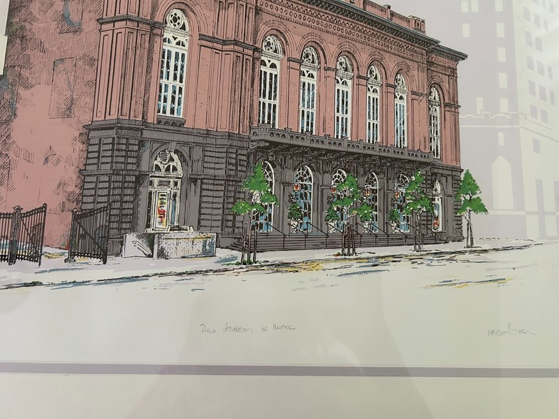 Framed Laszlo Bagi Print of Philadelphia Academy of Music, Signed Artist's Proof gallery