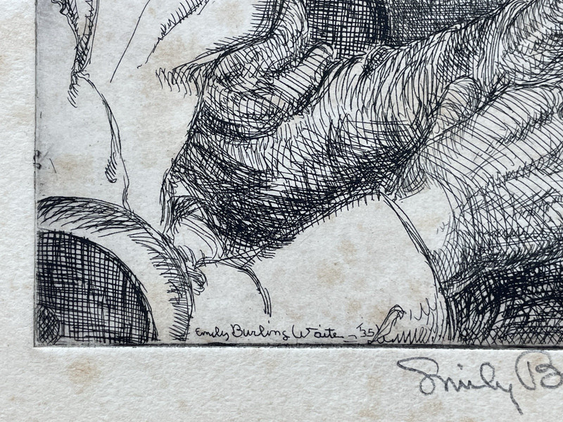 Original Pencil Signed Emily B. Waite (1887-1980) 1935 American CSE Etching gallery