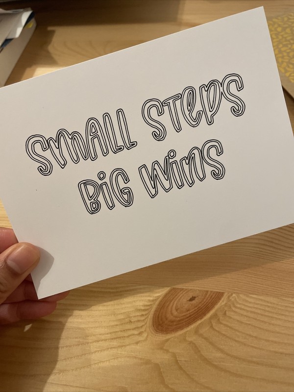 A6 Colouring Quote Card - Small Steps Big Wins. High Quality 300gsm Cardstock gallery