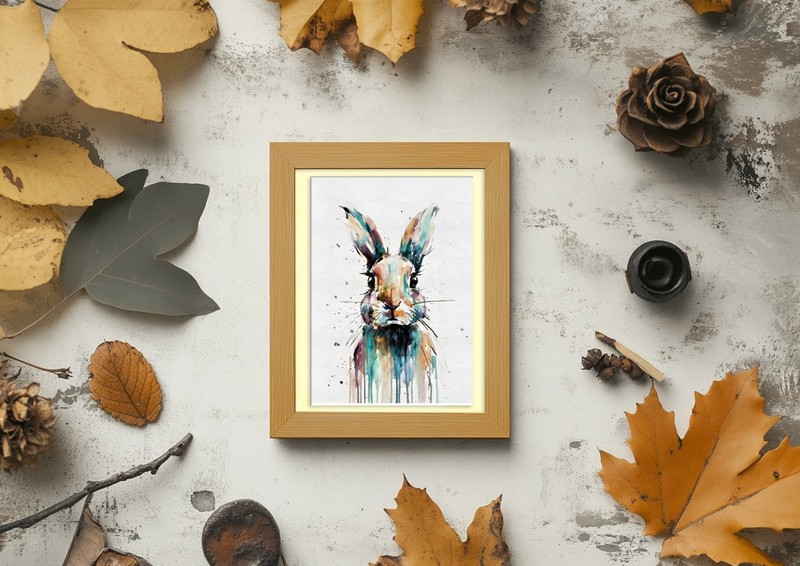 Expressive Watercolor Rabbit 5"x7" Print on Matte Paper | Colourful Art gallery