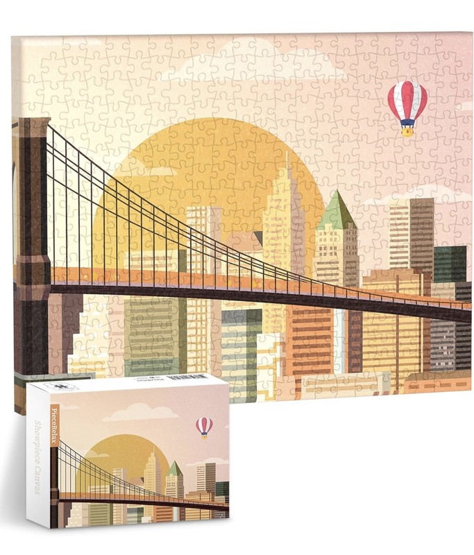 PieceRelax Canvas Wall Art Puzzles for Adults Sunset over Brooklyn Bridge Gift