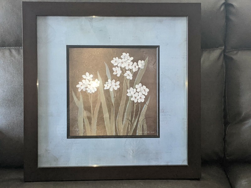 Carol Robinson Framed Double Matted Art «Snowdrops» 23″x23″x1.5″