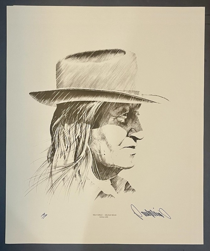 Paul Collins Chief Holy Eagle Oglala Sioux Signed A/P 200 Ed. Lithograph Print