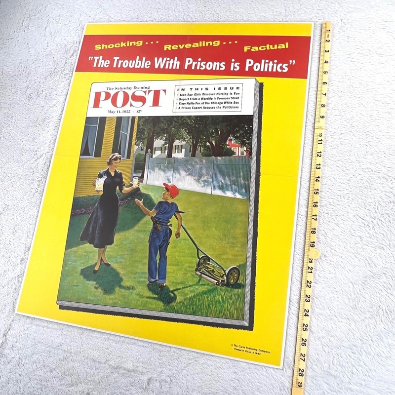 1950s BIG Saturday Evening Post Vintage Advertising Sign 28" Cardboard Display gallery