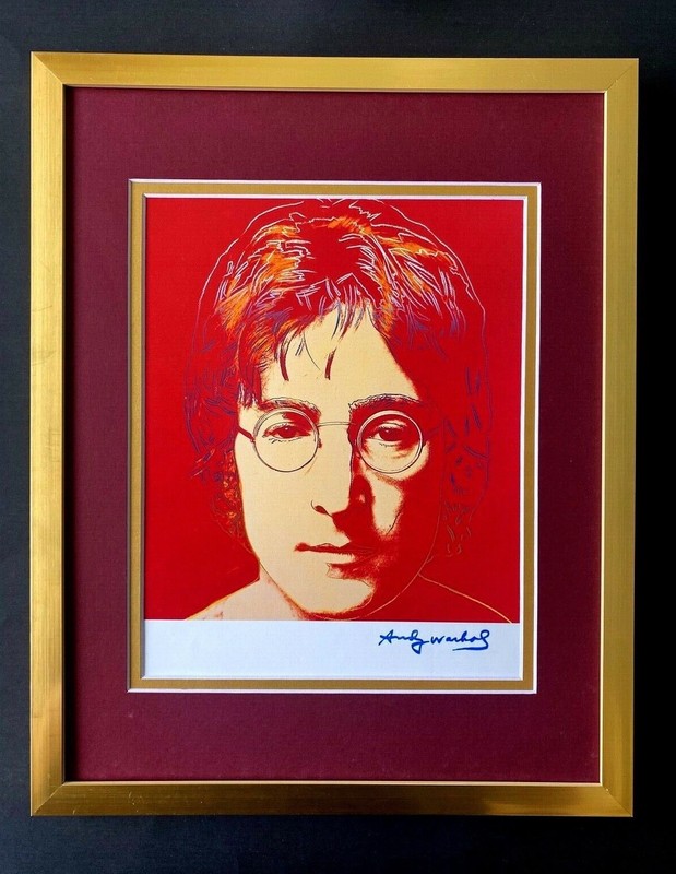 ANDY WARHOL GORGEOUS 1984 SIGNED JOHN LENNON PRINT MATTED TO 11X14 !