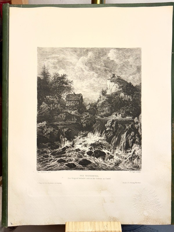 The Waterfall 1885 Steel Engraving Ruydt Landscape Nature Art Engraving Historical