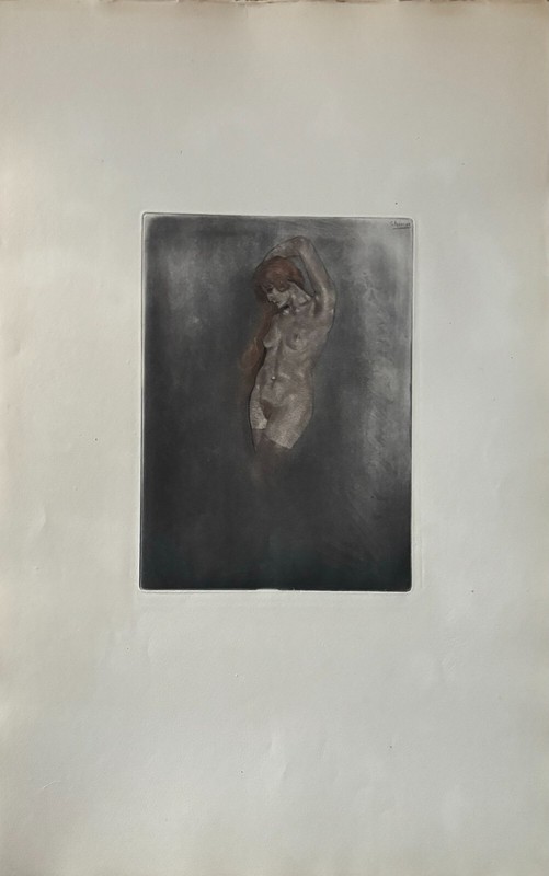 EDOUARD CHIMOT – L’ENFER – plate 33 – ANTIQUE ETCHING -PLATE SIGNED -PARIS 1921