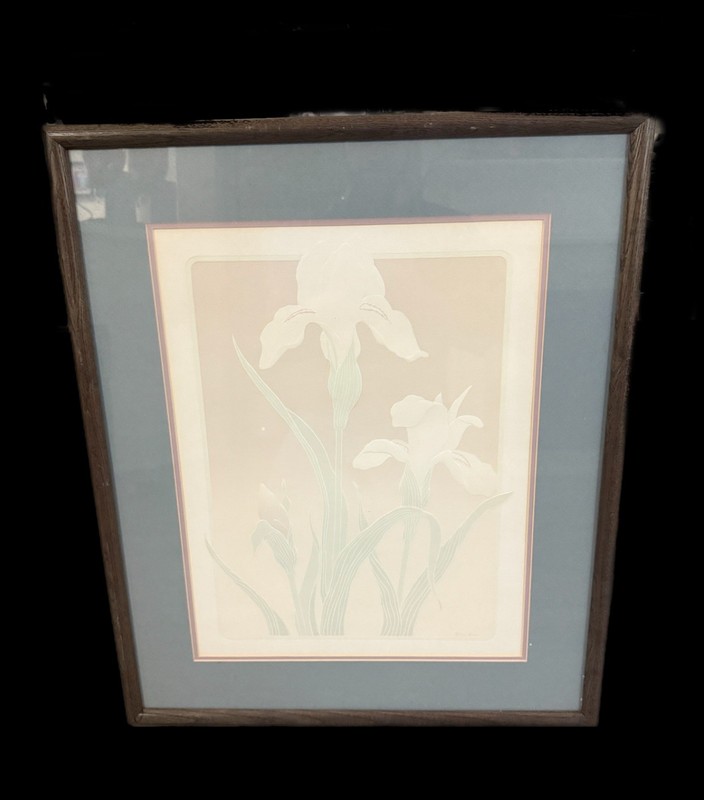 DENISE HARRIS Signed 1987 Hand Embellished Serigraph 25×21 Art LILY Flower