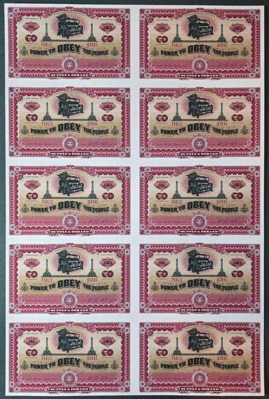 Shepard Fairey OBEY GIANT Supply & Demand Currency E Pluribus Venom PRINT Money