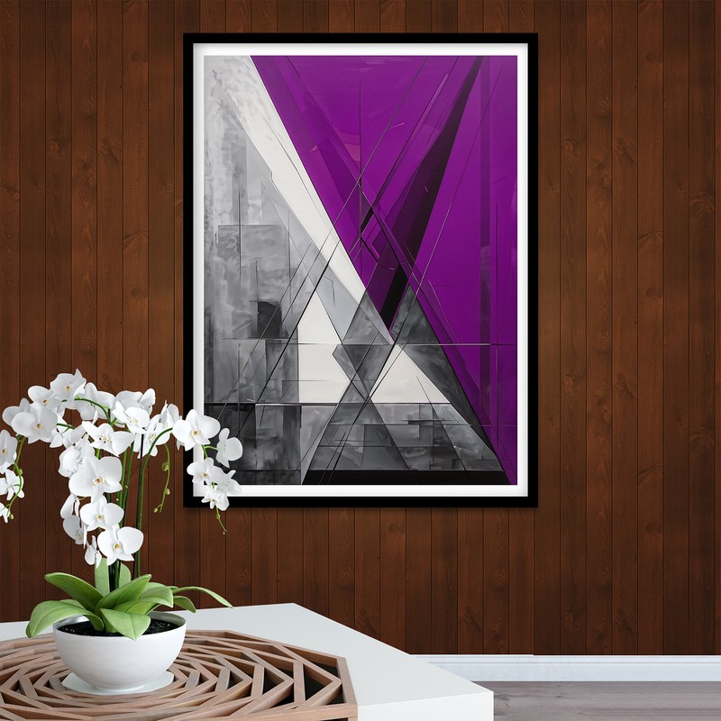 Abstract Wall Art Purple Design, Interior Decor, Modern Print, Geometric