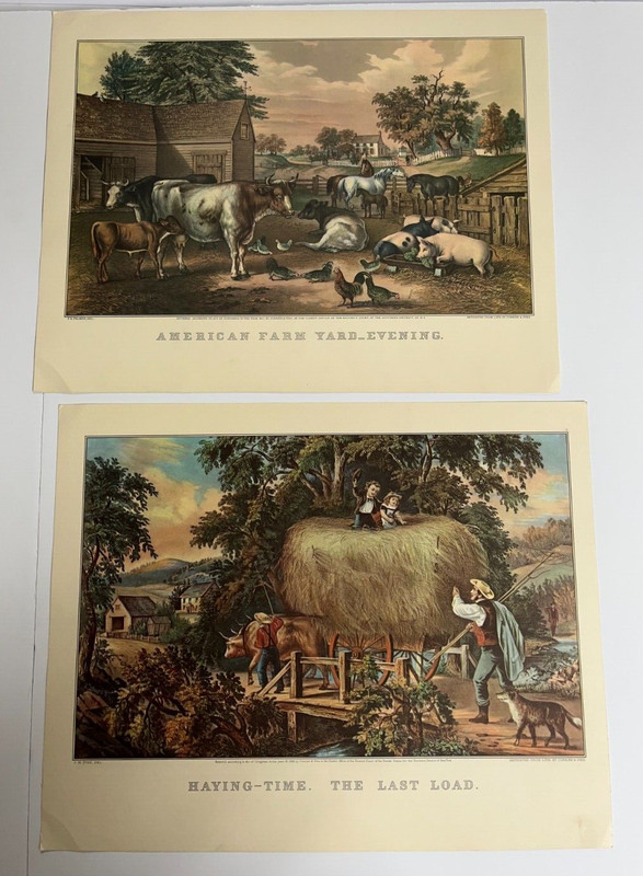 Two Double Sided «Farm Life» Series Reprints by N. Currier, Lith.