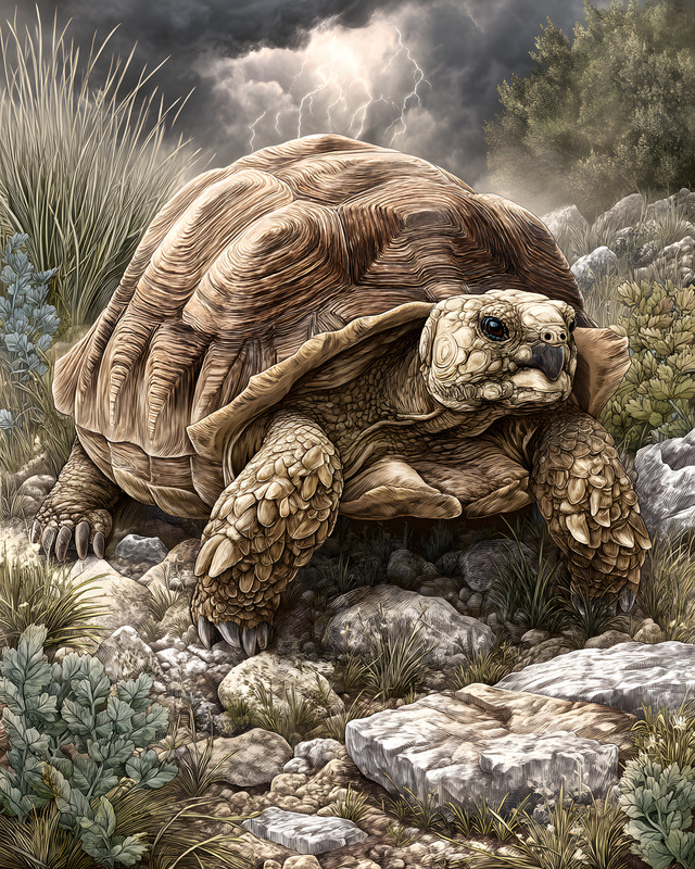 8×10 Giant Tortoise on Rugged Rocks Art Print – 946685871