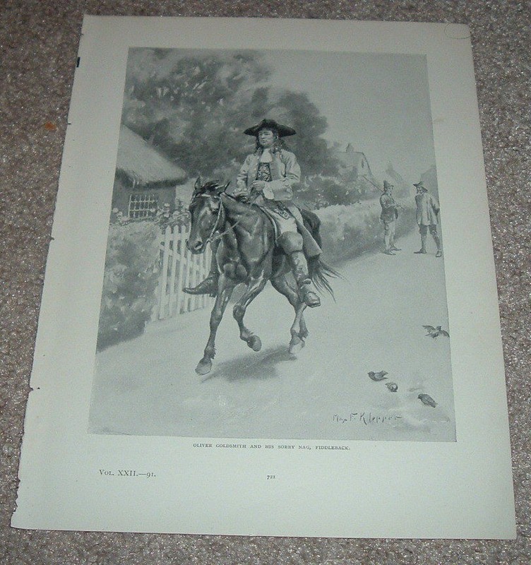 1895 Print OLIVER GOLDSMITH AND HIS SORRY NAG FIDDLEBACK Horse gallery