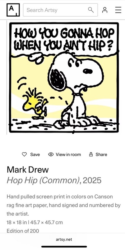 Mark Drew - Hip Hop (Common) - Signed And Numbered (X/200) - 18”x 18" Print 2025 gallery