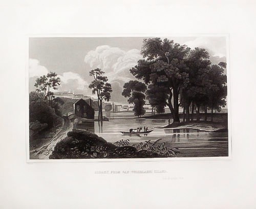 Original 1846 Hinton American Engraving – Albany from Van-Unsselaens Island