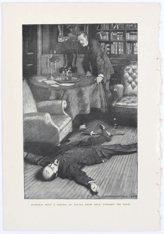 Murder Scene Detective Crime Interior 1909 Harper’s Maurice Greiffenhagen Print gallery