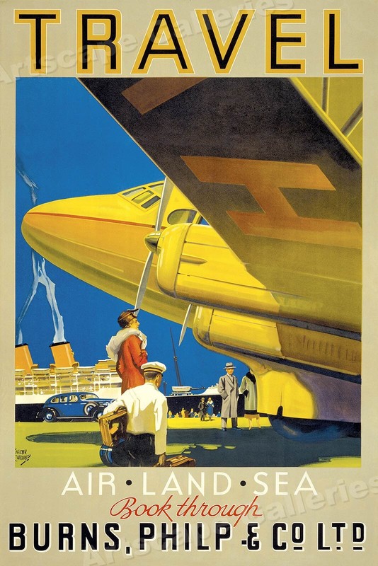 1935 Travel Air Land & Sea Vintage Style Travel Poster – 24×36